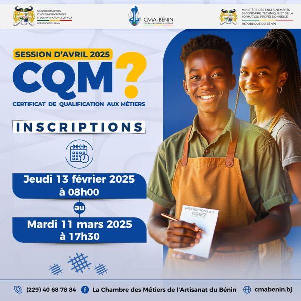 Tout savoir sur le Certificat de Qualification aux  Métiers (CQM) session d’avril 2025